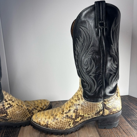 Ben Miller Boots Mens 10 Python Snakeskin Leather Western Round Toe Cowboy Rodeo - Picture 4 of 11